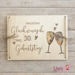 Geldgeschenkkarte Holz - Geburtstag