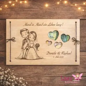 Geldgeschenkkarte aus Holz - Hochzeit