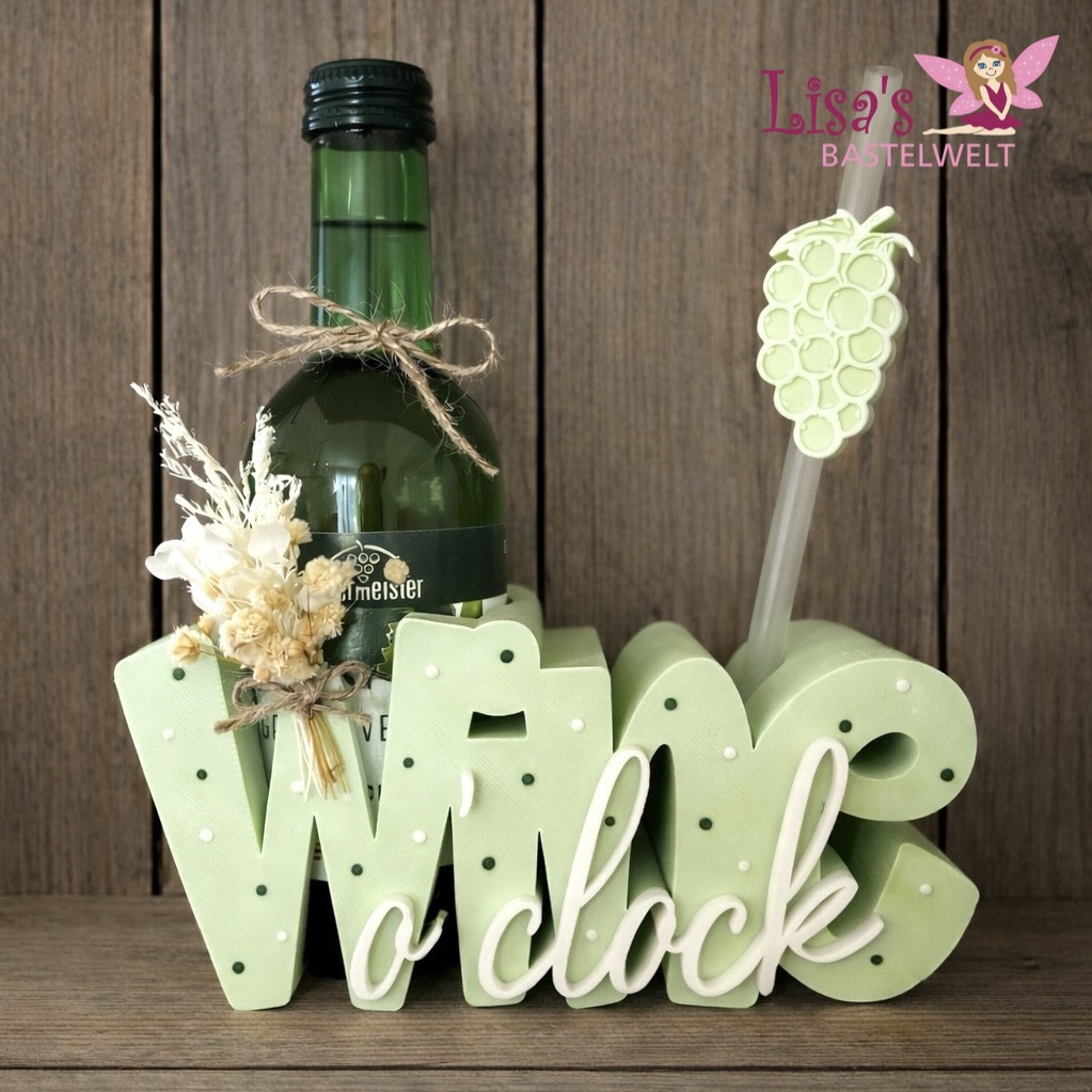 Dekorativer Flaschenhalter „Wine o‘clock“