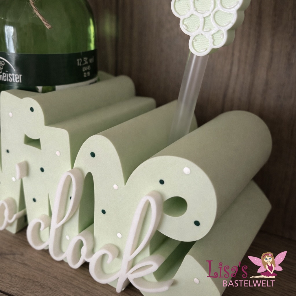 Dekorativer Flaschenhalter „Wine o‘clock“ – Bild 2