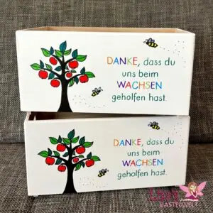 Geschenkekiste „Danke, dass du uns beim Wachsen geholfen hast“