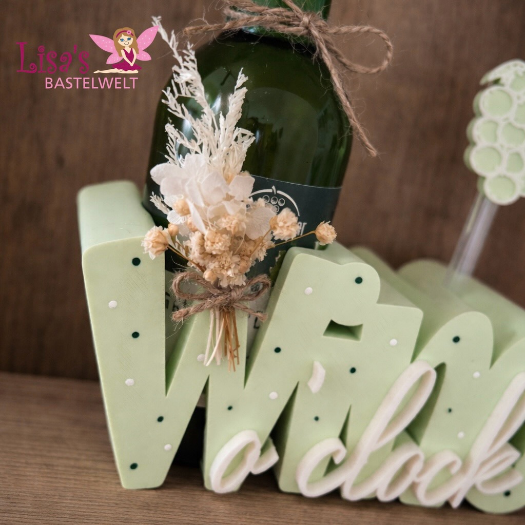 Dekorativer Flaschenhalter „Wine o‘clock“ – Bild 3