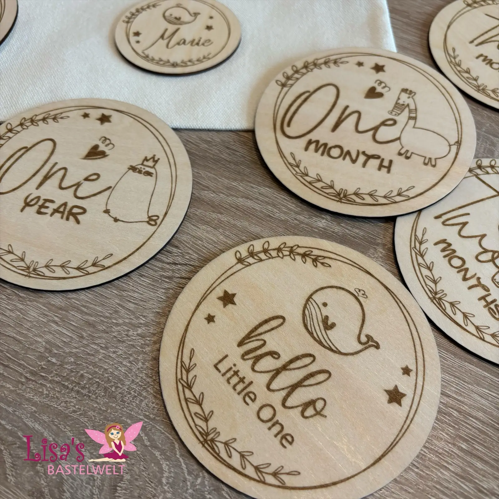 Baby Meilensteinkarten aus Holz – personalisiert – Bild 4