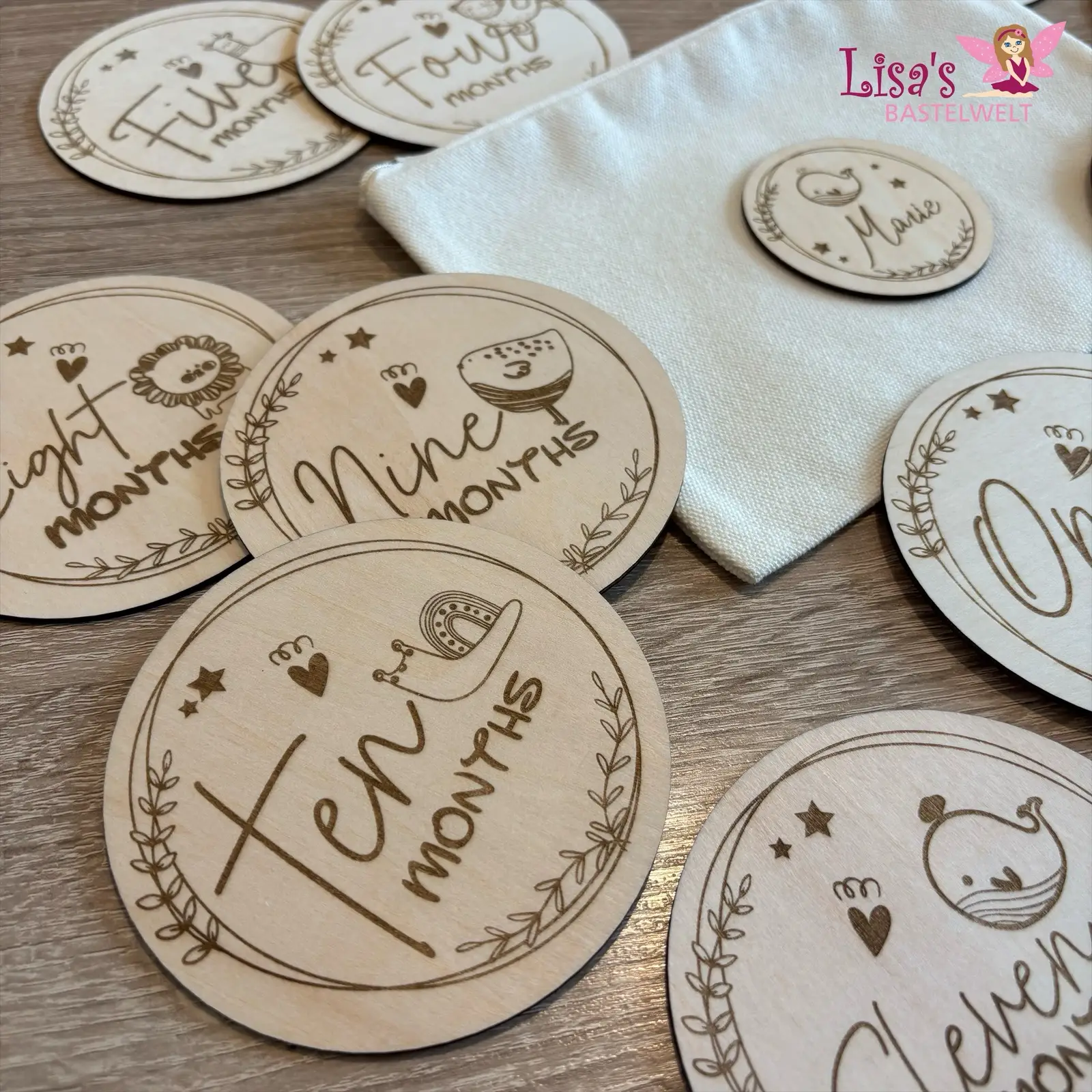 Baby Meilensteinkarten aus Holz – personalisiert – Bild 3