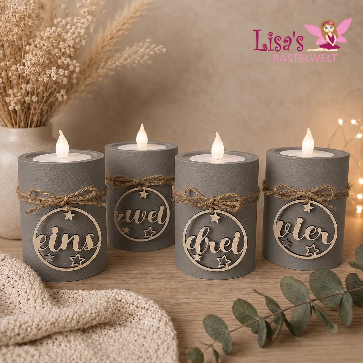 Adventkerzen-Set mit LED Teelichtern – Bild 6