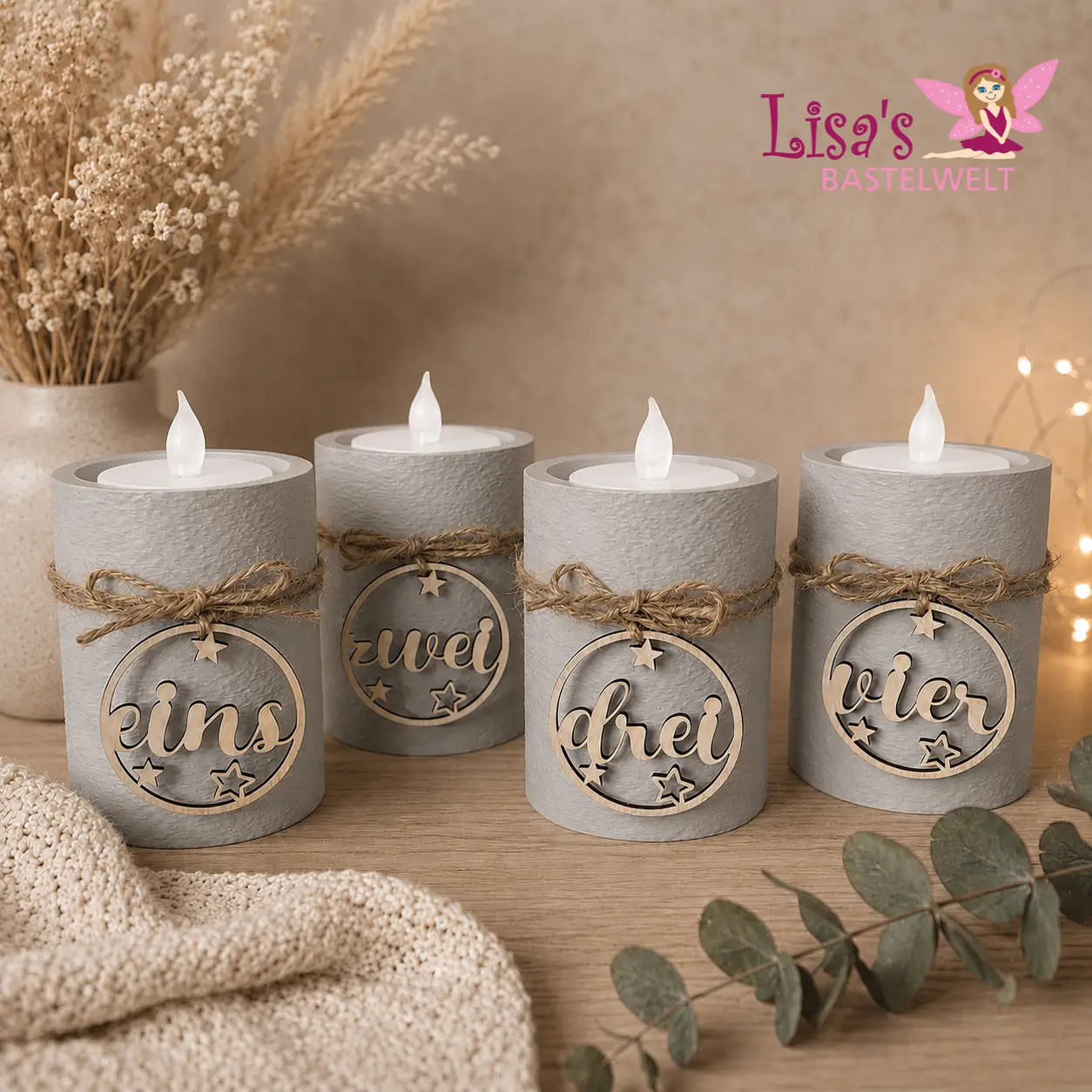 Adventkerzen-Set mit LED Teelichtern – Bild 4