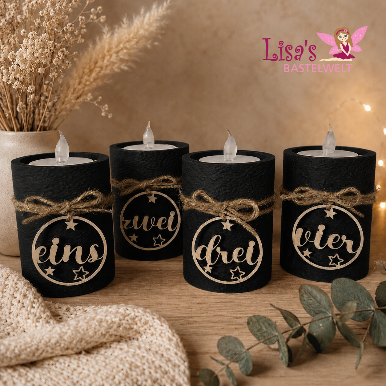 Adventkerzen-Set mit LED Teelichtern – Bild 5