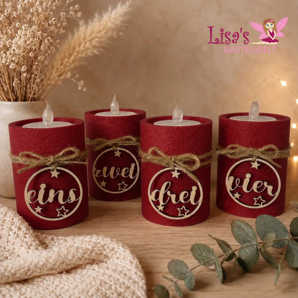 Adventkerzen-Set mit LED Teelichtern – Bild 7